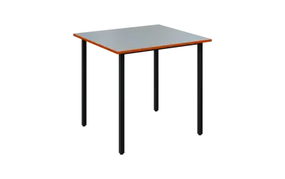 JSB 80N Jídelní stůl 800 x 800 mm, deska šedá s hranou pomeranč / podnož černá